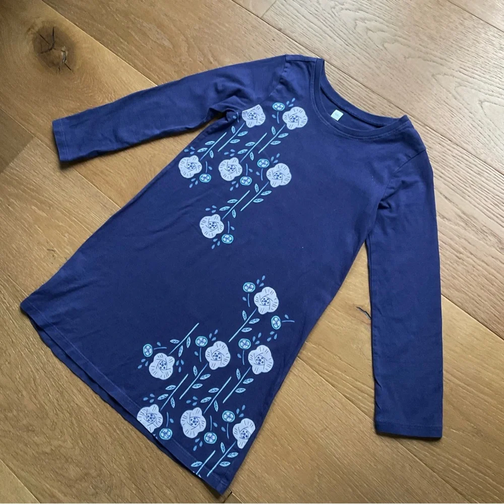 Tea Collection Pima Cotton Cherry Blossom Dress Japan Girls Size 5 Purple EUC